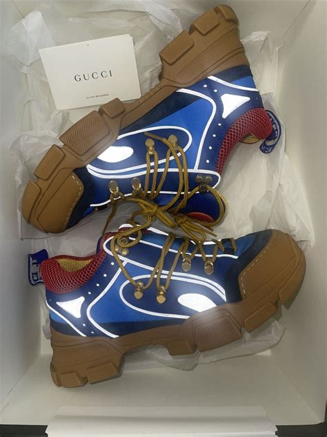 New Gucci Sega Flashtrek Blue Suede Sneakers Sz 7G / 8US